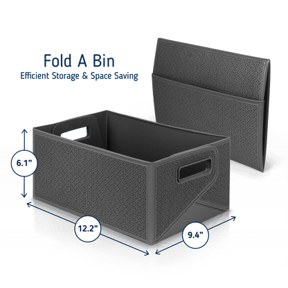 Collapsible Decorative Plastic Storage Bins, Set of 3, Grey