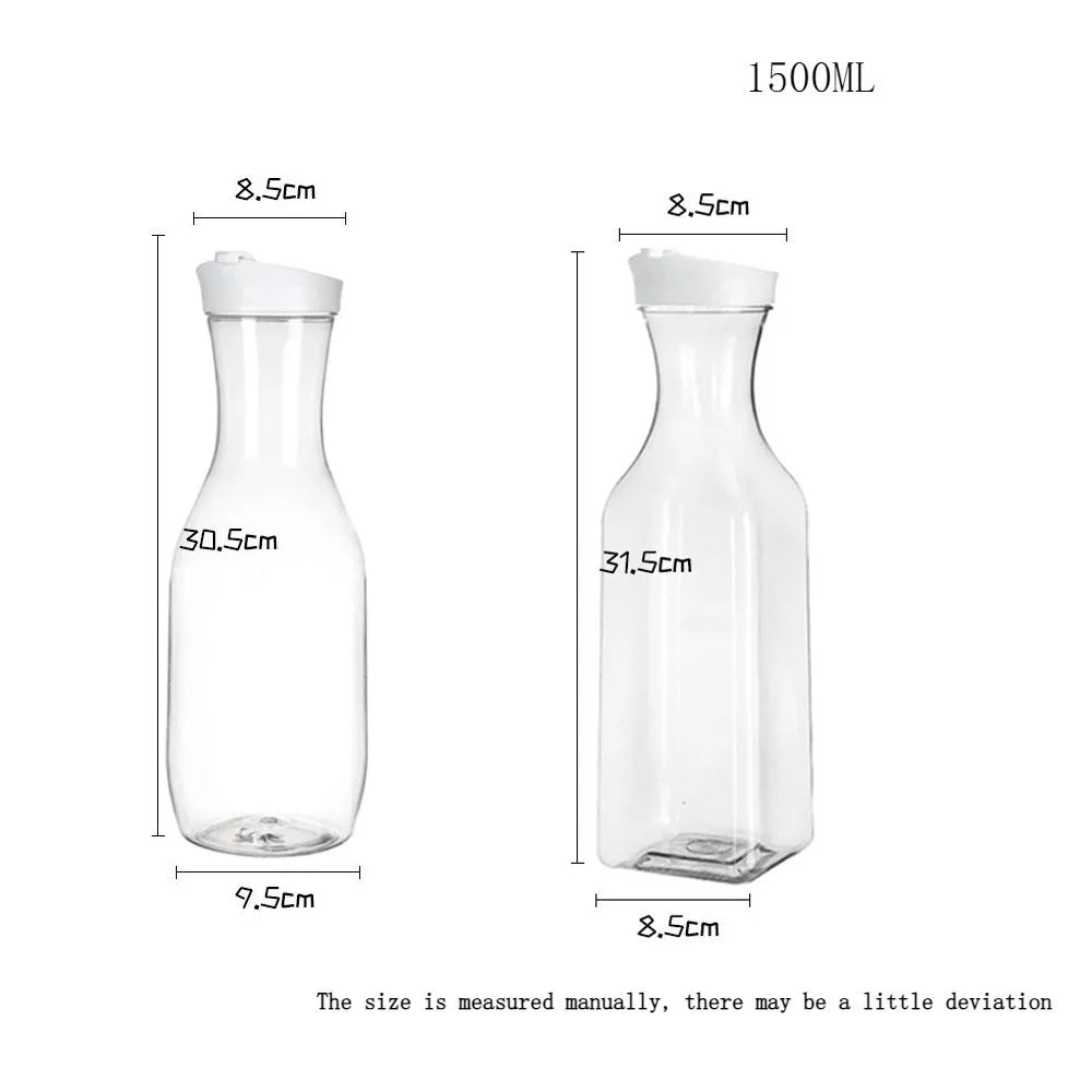 1500Ml/50Oz Juice Water Bottle Leakproof with Flip Top Round/Square Juice Container Plastic Water Bottle for Cold Drinks/Juice