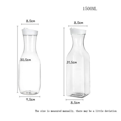 1500Ml/50Oz Juice Water Bottle Leakproof with Flip Top Round/Square Juice Container Plastic Water Bottle for Cold Drinks/Juice