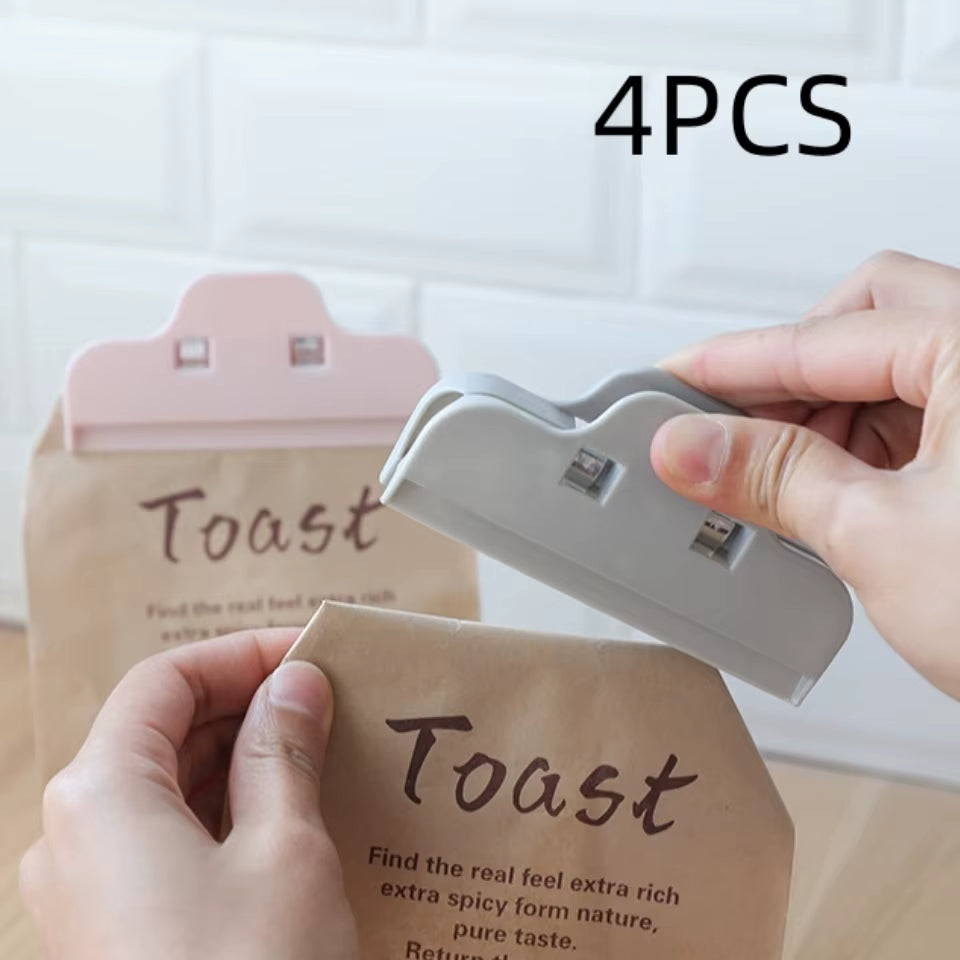 4Pcs/Set Portable Sealed Clips Kitchen Storage Food Snack Seal Sealing Bag Clips Sealer Clamp Plastic Tool Kitchen Accessories