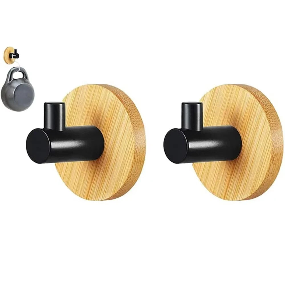 Self-Adhesive Hook Bathroom Bamboo Wall Hooks Space Aluminum Waterproof Storage Holder Kitchen Towel Rack Home Accessories