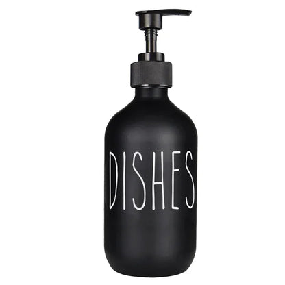 500Ml Black Dish Soap Dispenser Set with Plastic Pump Refillable Liquid Shampoo Dispenser for Farmhouse Decor Kitchen Accessory