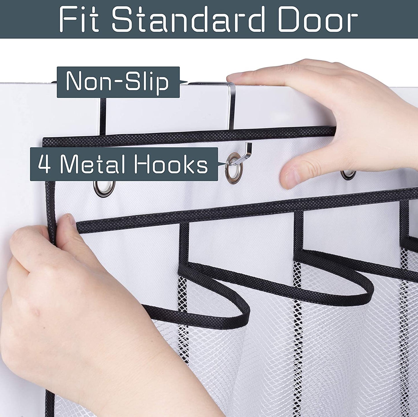 28 Large Mesh Pockets over the Door Shoe Rack, Hanging Shoe Organizer for Closet Hanging Sneaker Holder Hanger, White