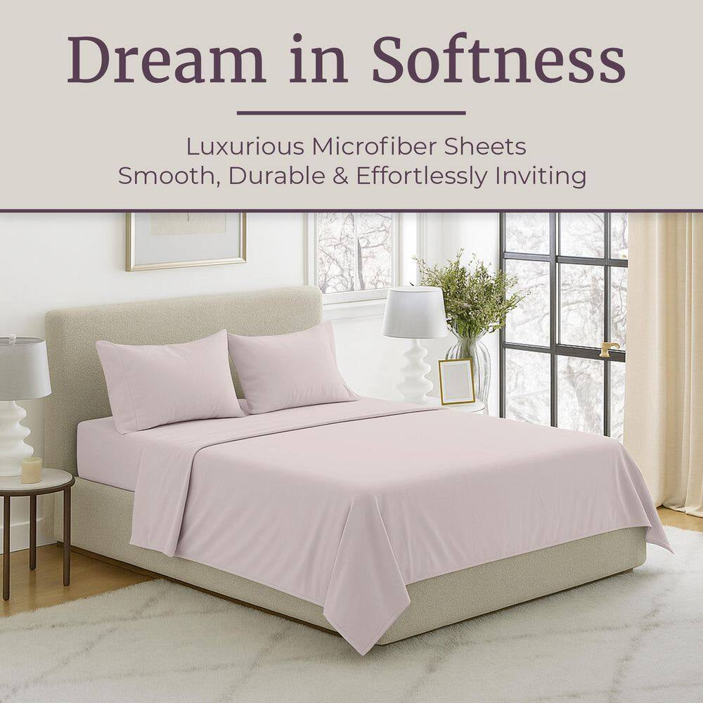 4-Piece Bone Solid 75 Thread Count Polyester King Sheet Set