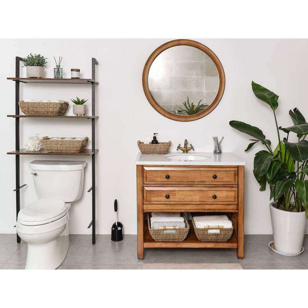 2-Piece 17.25 In. Natural Seagrass Storage Basket Set with Wooden Handles, Hand-Woven Organizing Baskets
