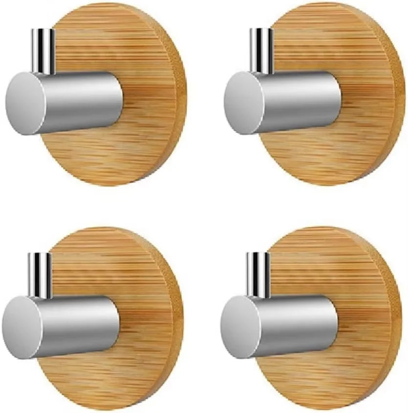 Self-Adhesive Hook Bathroom Bamboo Wall Hooks Space Aluminum Waterproof Storage Holder Kitchen Towel Rack Home Accessories