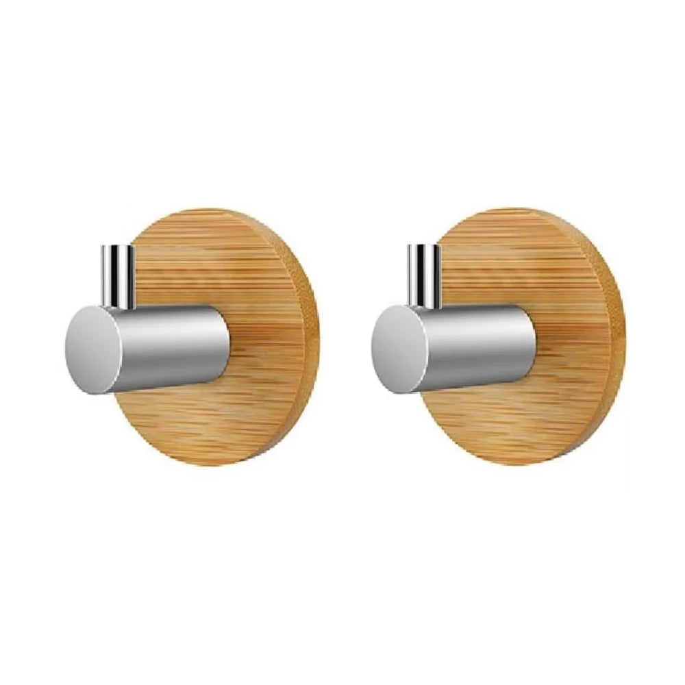 Self-Adhesive Hook Bathroom Bamboo Wall Hooks Space Aluminum Waterproof Storage Holder Kitchen Towel Rack Home Accessories