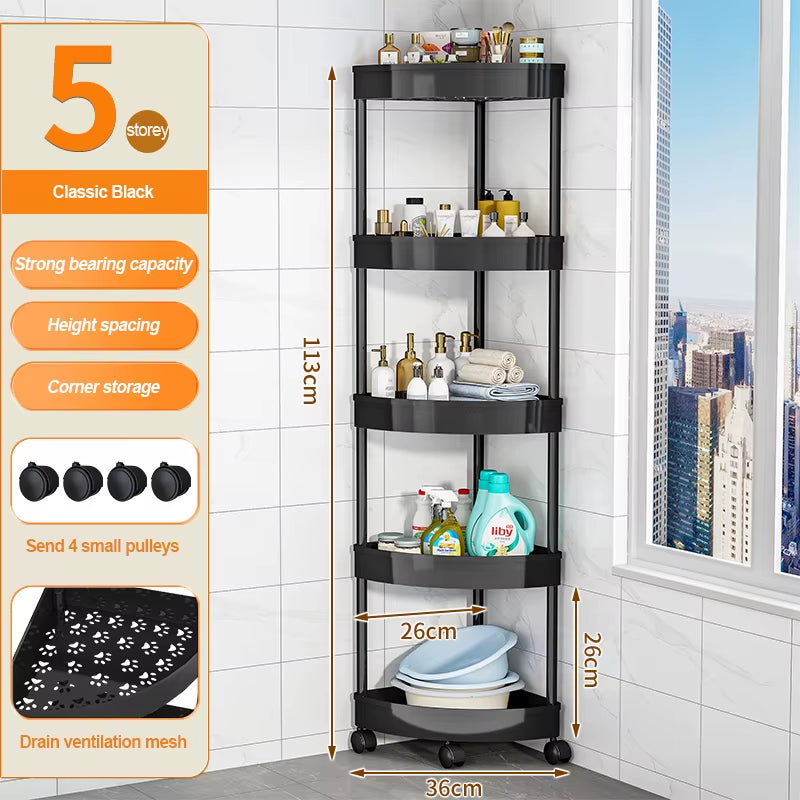 Bathroom Storage Cart with Wheels Kitchen Living Room Storage Rack High Load-Bearing Capacity Home Accessories