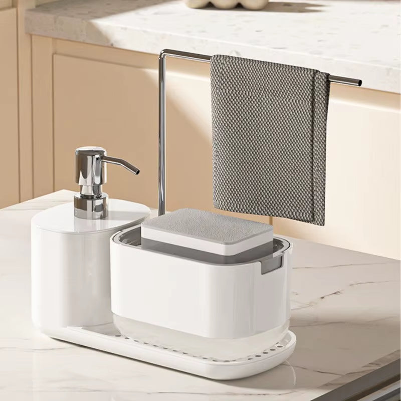 4-In-1 Kitchen Soap Dispenser Set with Dish Soap Holder Dish and Hand Soap Dispenser Kitchen Storage Organizer Kitchen Dispenser