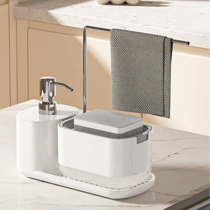 4-In-1 Kitchen Soap Dispenser Set with Dish Soap Holder Dish and Hand Soap Dispenser Kitchen Storage Organizer Kitchen Dispenser
