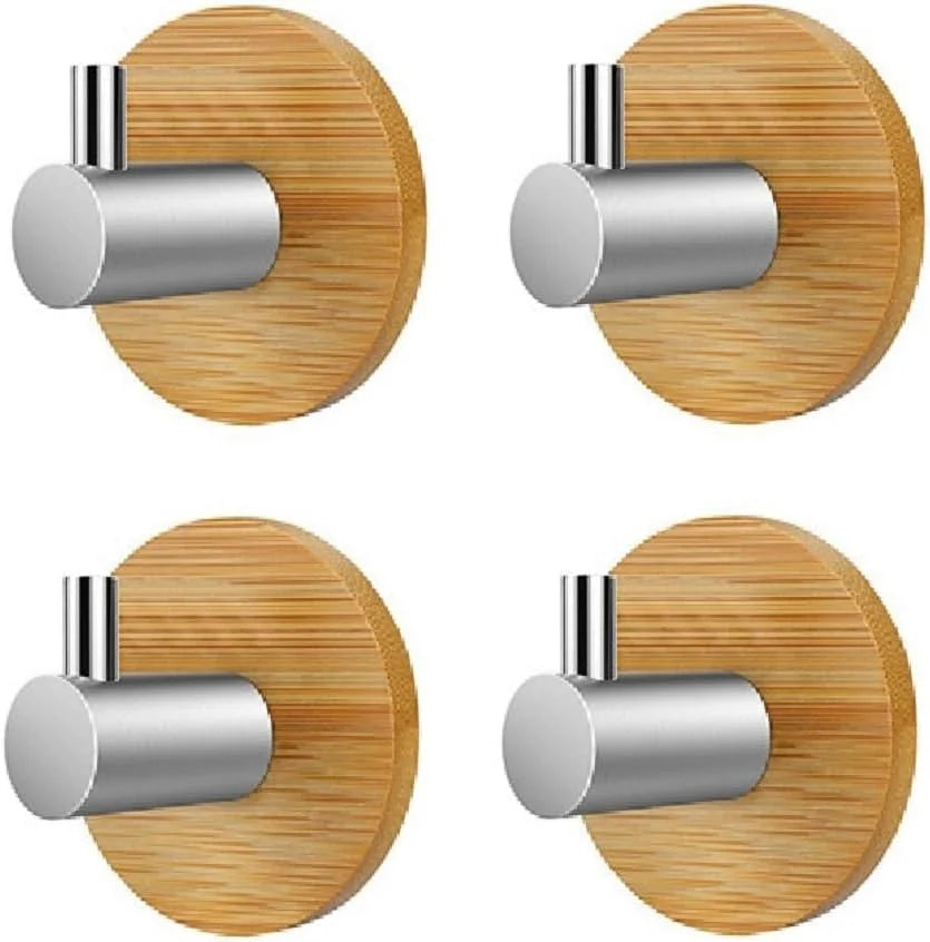 Self-Adhesive Hook Bathroom Bamboo Wall Hooks Space Aluminum Waterproof Storage Holder Kitchen Towel Rack Home Accessories