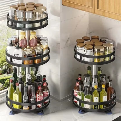 Rotatable Kitchen Storage Rack Kitchen Accessories Spice Storage Rack Clean Storage 360 Degrees Rotatable Organizer Turntable