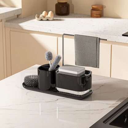 4-In-1 Kitchen Soap Dispenser Set with Dish Soap Holder Dish and Hand Soap Dispenser Kitchen Storage Organizer Kitchen Dispenser