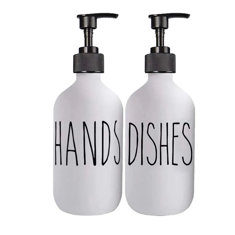 500Ml Black Dish Soap Dispenser Set with Plastic Pump Refillable Liquid Shampoo Dispenser for Farmhouse Decor Kitchen Accessory