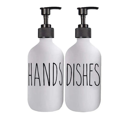 500Ml Black Dish Soap Dispenser Set with Plastic Pump Refillable Liquid Shampoo Dispenser for Farmhouse Decor Kitchen Accessory