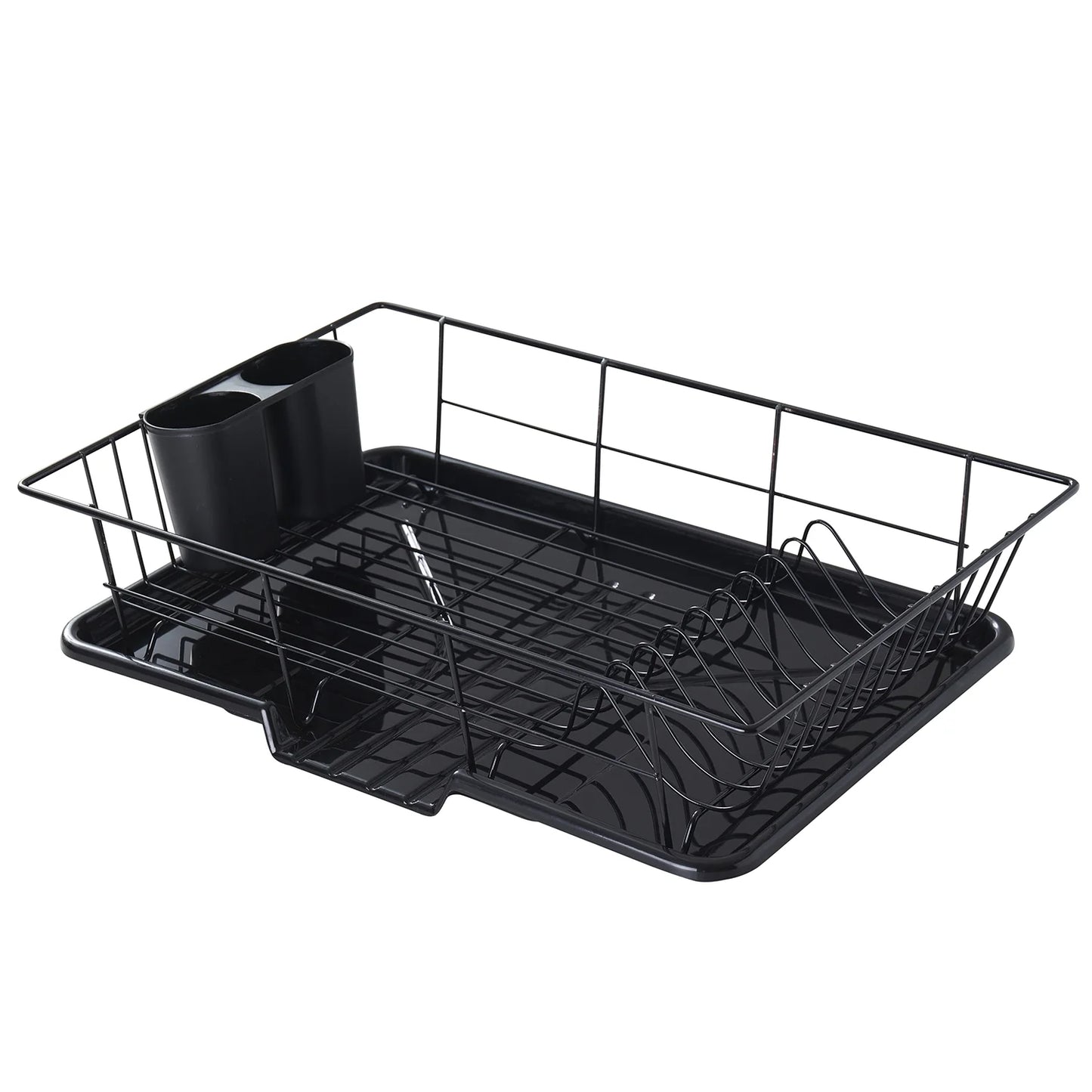 3-Piece Kitchen Sink Dish Drainer Set- Black
