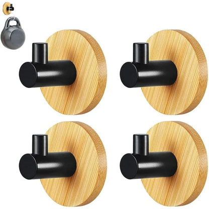 Self-Adhesive Hook Bathroom Bamboo Wall Hooks Space Aluminum Waterproof Storage Holder Kitchen Towel Rack Home Accessories