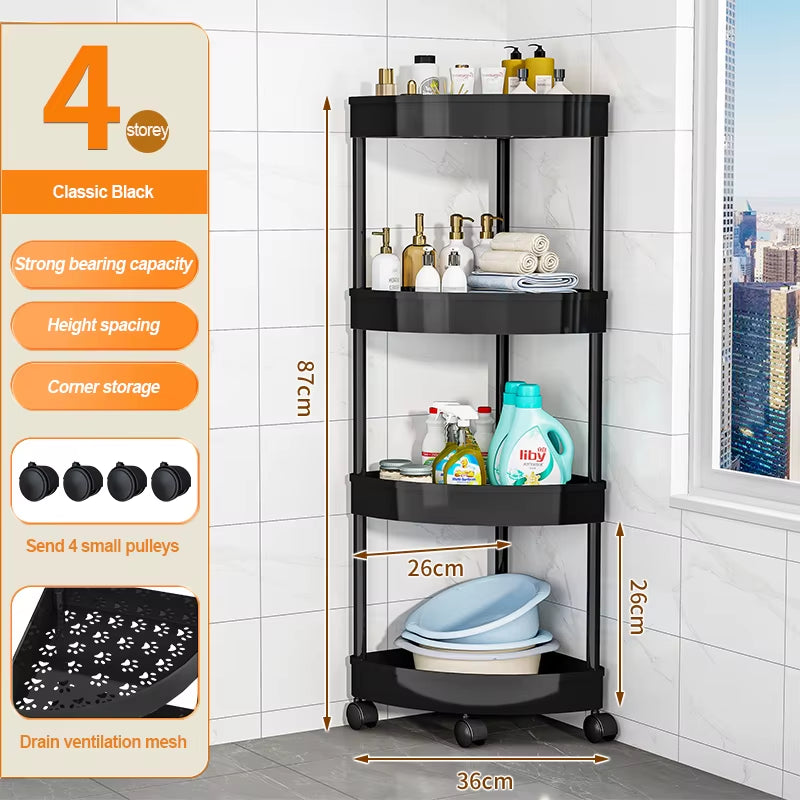 Bathroom Storage Cart with Wheels Kitchen Living Room Storage Rack High Load-Bearing Capacity Home Accessories