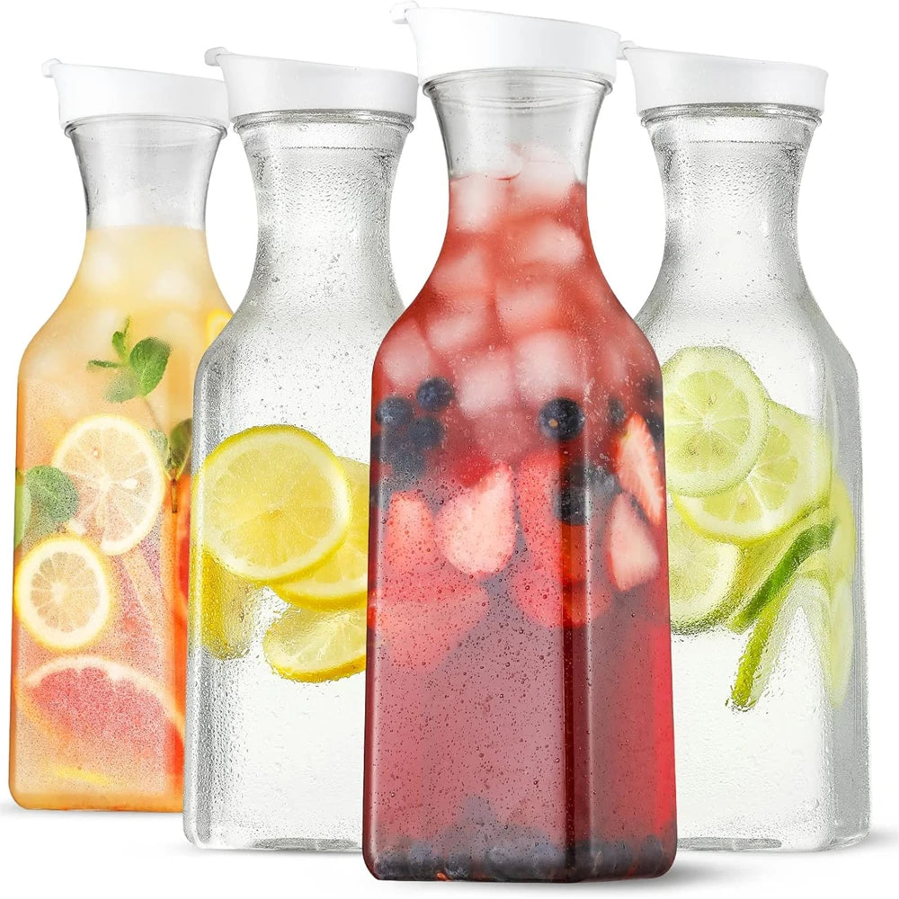 1500Ml/50Oz Juice Water Bottle Leakproof with Flip Top Round/Square Juice Container Plastic Water Bottle for Cold Drinks/Juice