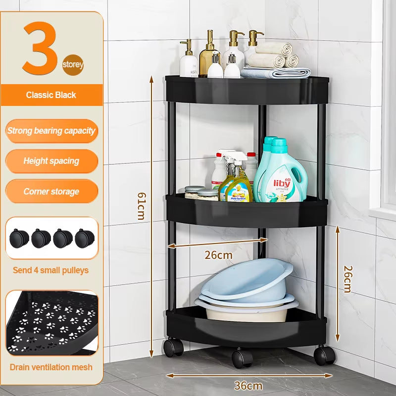 Bathroom Storage Cart with Wheels Kitchen Living Room Storage Rack High Load-Bearing Capacity Home Accessories