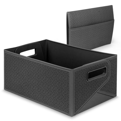 Collapsible Decorative Plastic Storage Bins, Set of 3, Grey