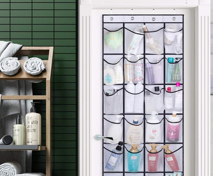 28 Large Mesh Pockets over the Door Shoe Rack, Hanging Shoe Organizer for Closet Hanging Sneaker Holder Hanger, White
