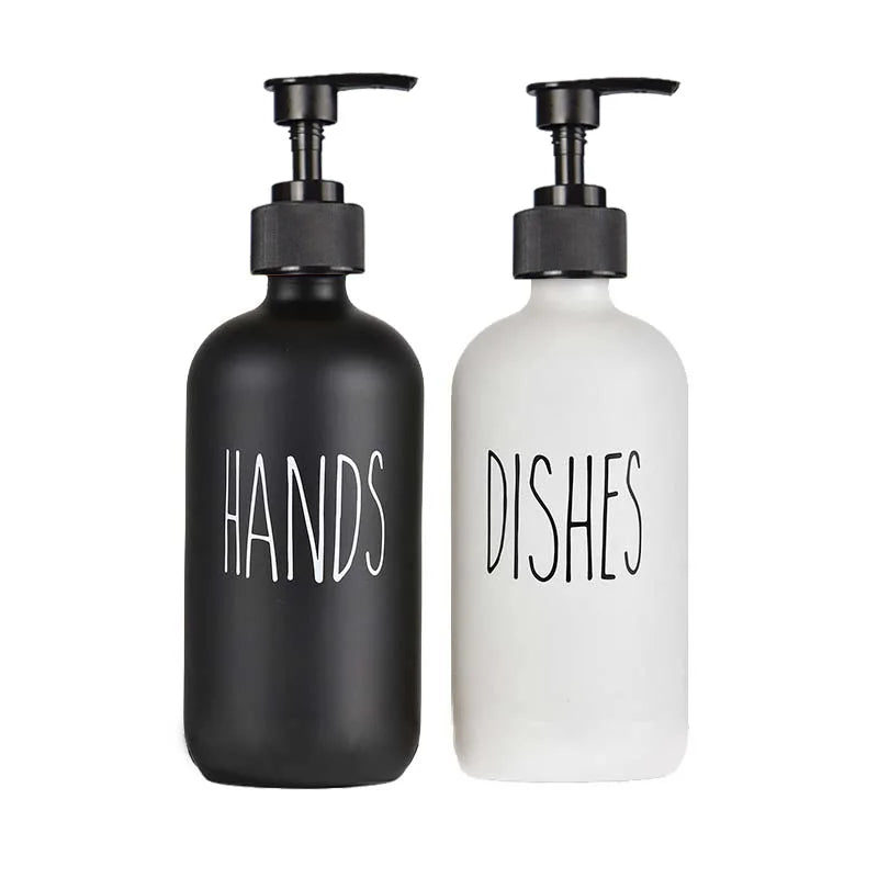500Ml Black Dish Soap Dispenser Set with Plastic Pump Refillable Liquid Shampoo Dispenser for Farmhouse Decor Kitchen Accessory