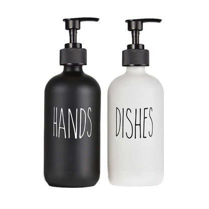 500Ml Black Dish Soap Dispenser Set with Plastic Pump Refillable Liquid Shampoo Dispenser for Farmhouse Decor Kitchen Accessory