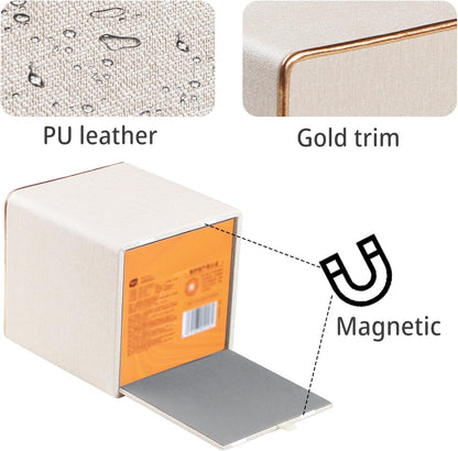 Leather Tissue Box Cover Square,Decorative Cube Tissue Box Holder with Magnetic Bottom,Facial Paper Organizer Table Napkin Case Dispenser for Bathroom Nightstand Coffee Car Home Office,Beige