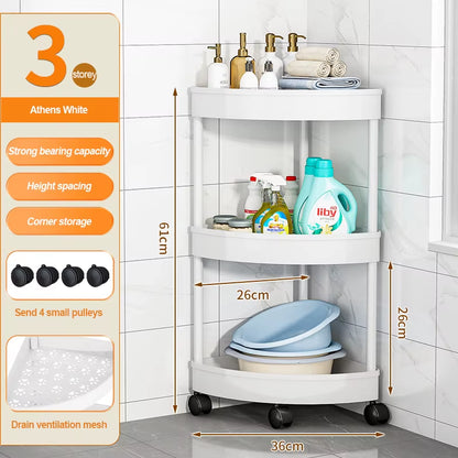 Bathroom Storage Cart with Wheels Kitchen Living Room Storage Rack High Load-Bearing Capacity Home Accessories